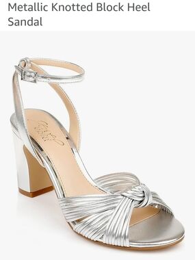 Jewel Badgley Mischka Silver Knotted Block Heel Sandal